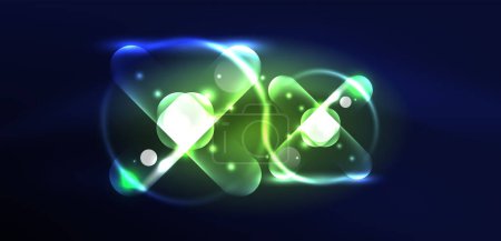 Illustration for Abstract glowing neon light techno circles background - Royalty Free Image