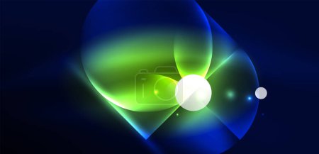 Photo for Neon light glowing circles vector abstract background - Royalty Free Image