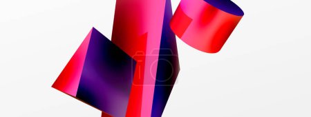 Téléchargez les illustrations : Vector 3d abstract background. Shapes 3d triangle and cylinder. Trendy techno business template for wallpaper, banner, background or landing - en licence libre de droit