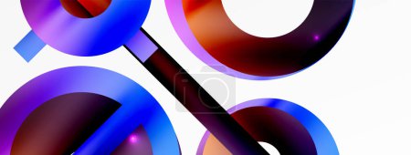 Ilustración de Fondo abstracto geométrico mínimo. Diseño de círculos, líneas y formas redondas. Plantilla de negocio de techno de moda para papel pintado, banner, fondo o aterrizaje - Imagen libre de derechos