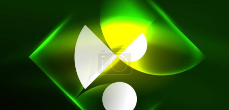 Illustration for Abstract background shiny glowing neon color round elements and circles. Techno futuristic vector Illustration For Wallpaper, Banner, Background, Card, Book Illustration, landing page - Royalty Free Image