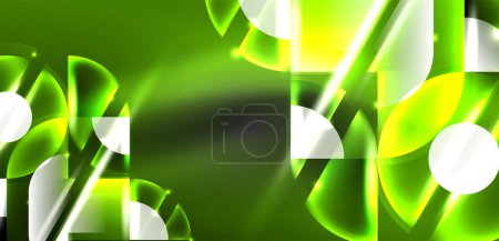 Illustration for Abstract background glowing neon circles and lines with magic light effects. Hi-tech design for wallpaper, banner, background, landing page, wall art, invitation, prints, posters - Royalty Free Image