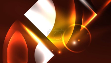 Illustration for Abstract background vector neon glowing geometric elements. Hi-tech design for wallpaper, banner, background, landing page, wall art, invitation, prints, posters - Royalty Free Image