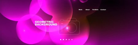 Illustration for Neon glowing bubbles, circles magic energy space light concept, abstract background wallpaper design - Royalty Free Image
