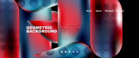 Illustration for Landing page background template. Colorful plastic round shapes abstract composition. Vector illustration for wallpaper, banner, background - Royalty Free Image