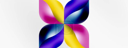 Illustration for Vector abstract geometric background. Techno flower petals concept. Wallpaper or texture design, bright poster, banner, flyer - Royalty Free Image
