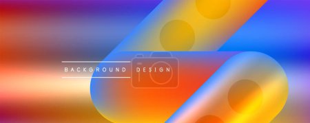 Illustration for Techno round shapes, lines abstract background with glossy elements. Vector Illustration For Wallpaper, Banner, Background, Card, Book Illustration, landing page - Royalty Free Image