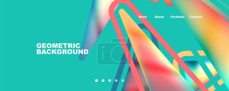 Ilustración de Bright colorful triangular shapes abstract background with fluid color effect. Glass, light and shadow effects. Illustration For Wallpaper, Banner, Background, Card, Book Illustration, landing page - Imagen libre de derechos