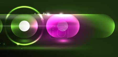 Photo for Abstract glowing neon light techno circles background - Royalty Free Image