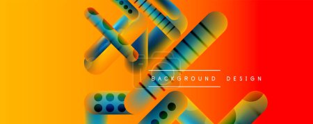 Ilustración de Techno round shapes, lines abstract background with glossy elements. Vector Illustration For Wallpaper, Banner, Background, Card, Book Illustration, landing page - Imagen libre de derechos
