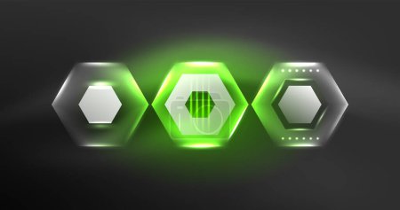Photo for Neon hexagon background. Hi-tech design for wallpaper, banner, background, landing page, wall art, invitation, prints, posters - Royalty Free Image