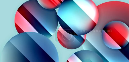 Illustration for Circles with glossy surface and light and shadow effects abstract background. Template for covers, templates, flyers, placards, brochures, banners - Royalty Free Image
