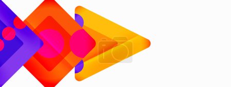 Illustration for Trendy minimal geometric abstract background. Triangles, squares and circles bright colors backdrop. Vector Illustration For Wallpaper, Banner, Background, Card, Book Illustration, landing page - Royalty Free Image