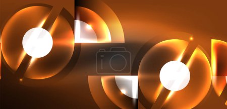 Illustration for Abstract background glowing neon circles and lines with magic light effects. Hi-tech design for wallpaper, banner, background, landing page, wall art, invitation, prints, posters - Royalty Free Image