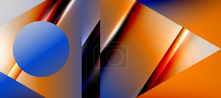 Téléchargez les illustrations : Trendy minimal geometric composition abstract background. Shadow lines and lights on glossy triangles backdrop. Vector Illustration For Wallpaper, Banner, Background, Card, Book Illustration - en licence libre de droit