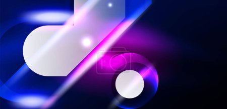 Photo for Abstract background glowing neon light geometric shapes. Space cosmic or magic energy vector wallpaper For Wallpaper, Banner, Background, Card, Book Illustration, landing page - Royalty Free Image