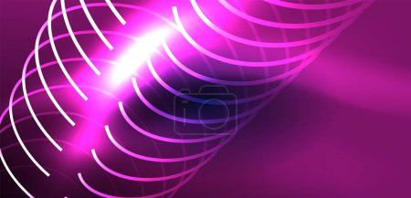 Téléchargez les illustrations : Lignes laser au néon, cercles ondes fond abstrait. Spectacle au néon ou au laser, impulsion électrique, lignes électriques, impulsion d'énergie quantique techno, lignes dynamiques lumineuses magiques - en licence libre de droit