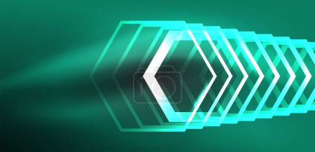 Photo for Abstract background techno neon hexagons. Hi-tech vector illustration for wallpaper, banner, background, landing page, wall art, invitation, prints, posters - Royalty Free Image