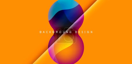 Illustration for Bright abstract background glossy shiny circle and sphere composition. Minimalist geometric vector Illustration For Wallpaper, Banner, Background, Card - Royalty Free Image