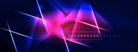 Photo for Neon lights hacking geometric background, virtual reality or artificial intelligence concept, cyberpunk geometric template for wallpaper, banner, presentation, background - Royalty Free Image