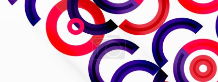 Ilustración de Los círculos están dispuestos en un fondo abstracto patrón de cuadrícula y cuentan con una gama de diferentes colores, incluyendo tonos de varios colores. Plantilla para fondo de pantalla, banner, presentación, fondo - Imagen libre de derechos