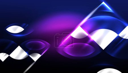 Illustration for Abstract background vector neon glowing geometric elements. Hi-tech design for wallpaper, banner, background, landing page, wall art, invitation, prints, posters - Royalty Free Image