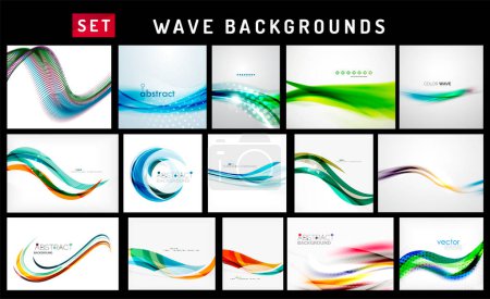 Illustration for Set of wave minimal vector backgrounds for wallpaper, banner, background, landing page, wall art, invitation, prints - Royalty Free Image