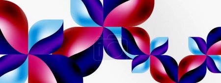 Téléchargez les illustrations : Fond géométrique abstrait vectoriel. Concept de pétales de fleurs Techno. Papier peint ou design de texture, affiche lumineuse, bannière, flyer - en licence libre de droit