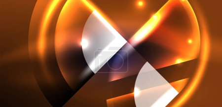Illustration for Neon round shapes, lines and triangle elements. Hi-tech design for wallpaper, banner, background, landing page, wall art, invitation, prints, posters - Royalty Free Image