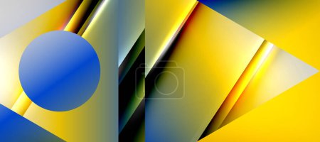 Téléchargez les photos : Trendy minimal geometric composition abstract background. Shadow lines and lights on glossy triangles backdrop. Vector Illustration For Wallpaper, Banner, Background, Card, Book Illustration - en image libre de droit