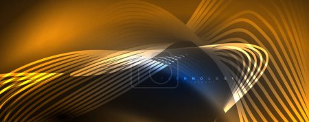 Illustration for Techno neon wave lines, dynamic electric motion, speed concept. Templates for wallpaper, banner, background, landing page, wall art, invitation, prints - Royalty Free Image