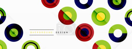Ilustración de Fondo llamativo de círculos coloridos de igual tamaño dispuestos en patrón abstracto. Círculo cuenta con tono o tono único, creando efecto de arco iris. El diseño tiene una sensación optimista y contemporánea - Imagen libre de derechos