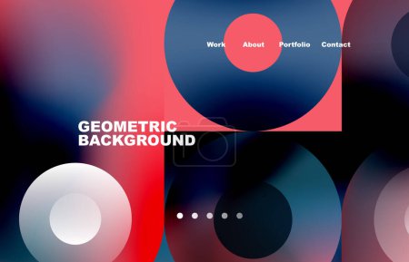 Illustration for Circles and round shapes landing page abstract geometric background. Web page for website or mobile app wallpaper - Royalty Free Image