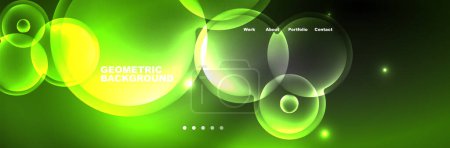 Téléchargez les illustrations : Néon bulles lumineuses, cercles magique concept de lumière de l'espace de l'énergie, abstrait fond d'écran design - en licence libre de droit