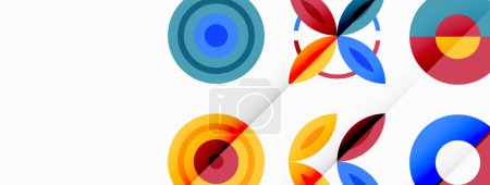 Téléchargez les illustrations : Cercles colorés dans un fond abstrait de composition de grille. Conception pour papier peint, bannière, fond, page d'accueil, art mural, invitation, impressions, affiches - en licence libre de droit