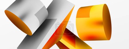 Ilustración de Metallic 3d shape vector geometric background. Trendy techno business template for wallpaper, banner, background or landing - Imagen libre de derechos