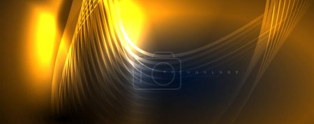 Ilustración de Líneas de onda de neón Techno, movimiento eléctrico dinámico, concepto de velocidad. Plantillas para papel pintado, banner, fondo, landing page, arte de la pared, invitación, impresiones - Imagen libre de derechos