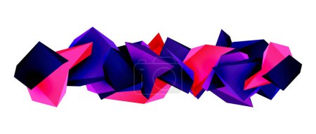 Téléchargez les illustrations : Un fond abstrait vectoriel élégant et moderne avec des formes géométriques 3D construites à partir de triangles à faible poly, parfait pour les conceptions contemporaines - en licence libre de droit