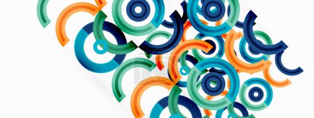 Téléchargez les illustrations : Les cercles sont disposés dans un fond abstrait motif grille et disposent d'une gamme de couleurs différentes, y compris des nuances de différentes couleurs. Modèle pour papier peint, bannière, présentation, fond - en licence libre de droit