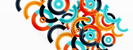 Téléchargez les illustrations : Fond abstrait de cercle coloré avec un design vibrant et accrocheur qui intègre une variété de nuances et de teintes différentes créant un effet tourbillonnant et dynamique - en licence libre de droit