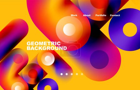 Illustration for Circles and round shapes landing page abstract geometric background. Web page for website or mobile app wallpaper - Royalty Free Image