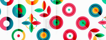 Téléchargez les illustrations : Cercles colorés dans un fond abstrait de composition de grille. Conception pour papier peint, bannière, fond, page d'accueil, art mural, invitation, impressions, affiches - en licence libre de droit
