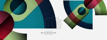 Ilustración de Formas de moda, composición de diseño minimalista de color, líneas y sombras para fondo de banner de papel pintado o landing page - Imagen libre de derechos