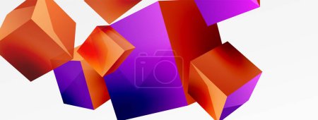 Foto de 3d cubes vector abstract background. Composition of 3d square shaped basic geometric elements. Trendy techno business template for wallpaper, banner, background or landing - Imagen libre de derechos
