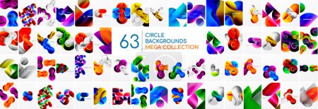 Illustration for Mega set of circle composition abstract background vector design templates. Designs for wallpaper, banner, background, landing page, wall art, invitation, prints posters - Royalty Free Image