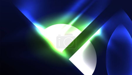 Photo for Abstract background techno neon glowing circle shapes and round elemetns with light flare effects. Hi-tech design for wallpaper, banner, background, landing page, wall art, invitation, prints, posters - Royalty Free Image