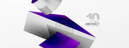 Illustration for Vector 3d abstract background. Shapes 3d triangle and cylinder. Trendy techno business template for wallpaper, banner, background or landing - Royalty Free Image