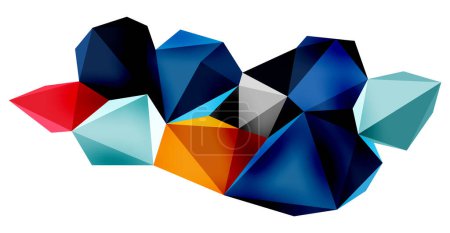 Téléchargez les illustrations : Un fond abstrait élégant et moderne avec des formes géométriques 3D construites à partir de triangles à faible poly, parfait pour les conceptions contemporaines - en licence libre de droit
