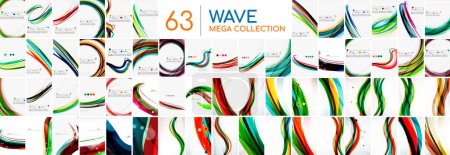 Illustration for Huge mega collection of flowing wave patterns. Abstract backgrounds bundle for wallpaper, banner, background, landing page, wall art, invitation, prints posters - Royalty Free Image