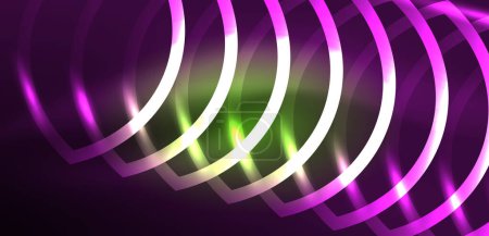 Illustration for Neon lines and waves abstract background. Techno glowing neon shapes vector illustration for wallpaper, banner, background, landing page, wall art, invitation, prints, posters - Royalty Free Image